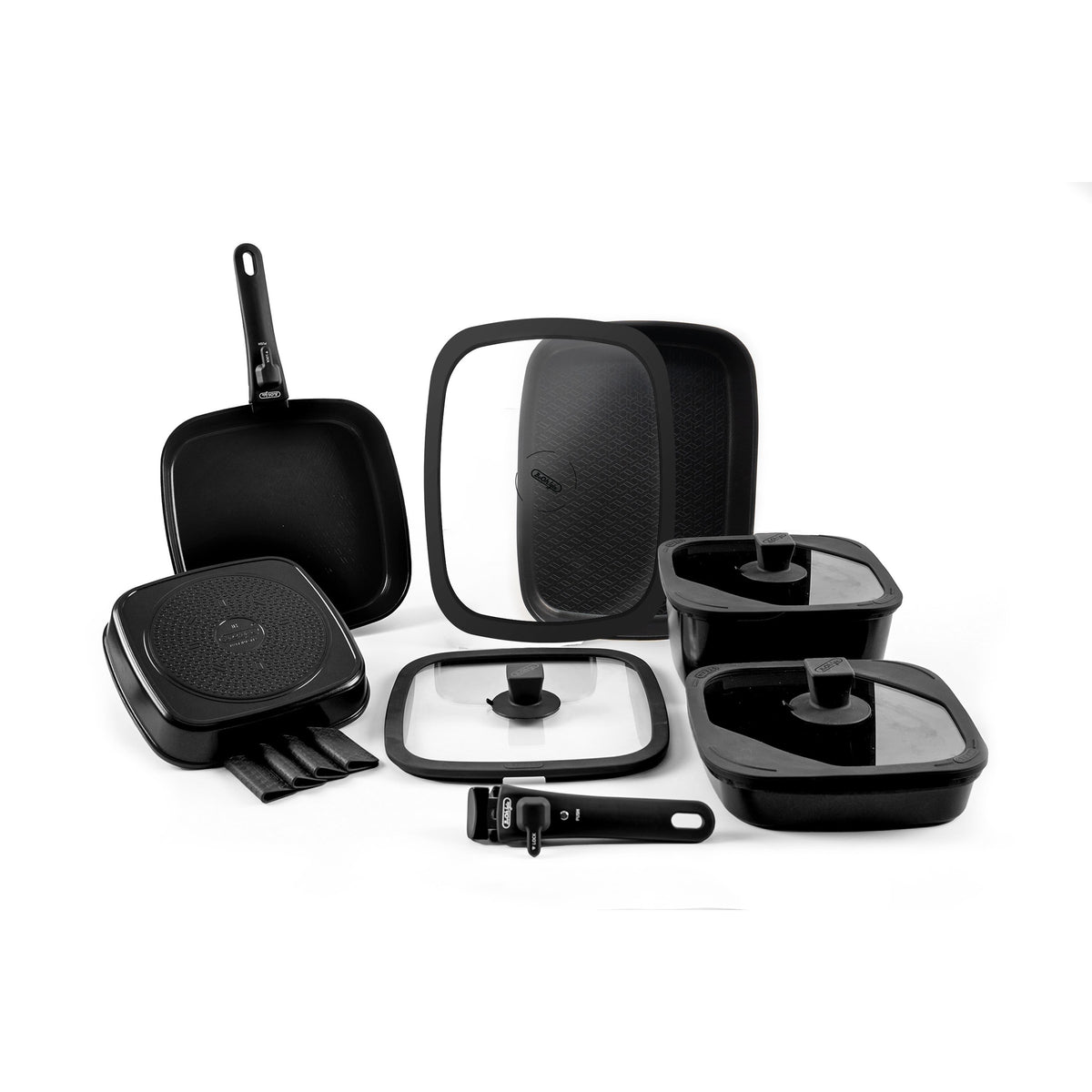 BOOHGLE 14-piece ceramic cookware set in Classic Black