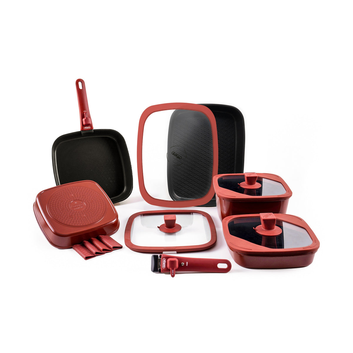 BOOHGLE 14-piece ceramic cookware set in Velvet Burgundy