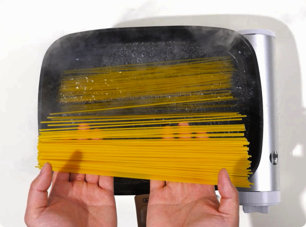 Why rectangular cookware makes sense for long ingredients.
